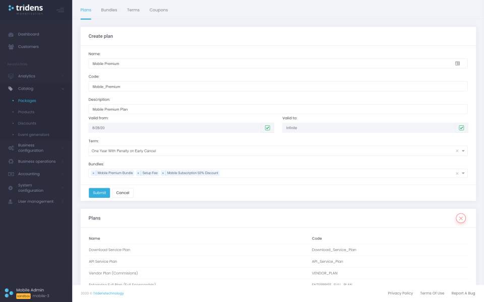screenshot of Tridens Monetization